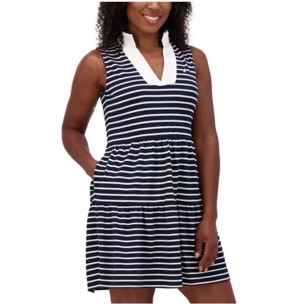 ❤️ NATUICS Jeans tiered Striped Dress Size S